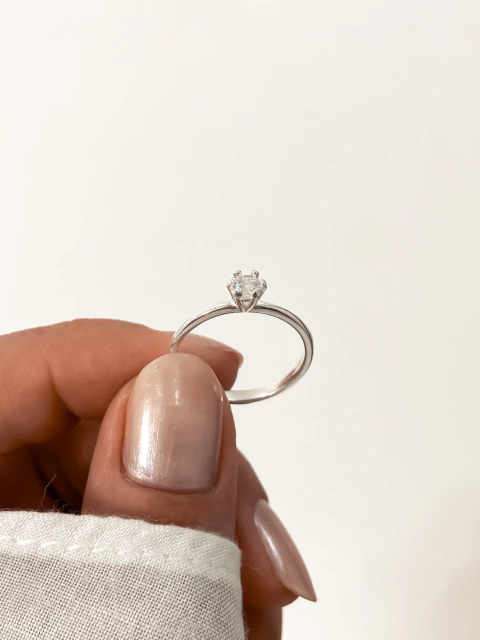 anel solitário tradicional prata 925