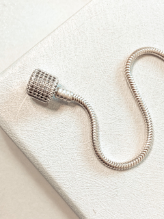 Pulseira Para Berloque Maleável LIFE Fecho Cravejado prata 925