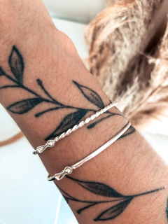 pulseira rígida bracelete aro torcido prata 925 - comprar online