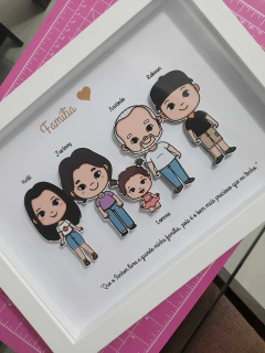 Quadro Família - De 1 a 5 Avatares (Moldura Branca) - A Papeleira Papelaria Criativa