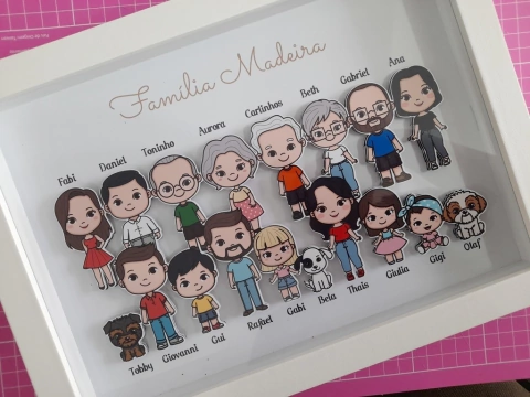 Quadro Família - De 16 a 20 Avatares (Moldura Branca)