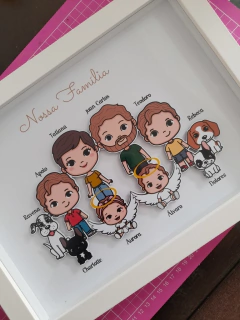 Quadro Família - De 6 a 10 avatares (Moldura Branca) - A Papeleira Papelaria Criativa