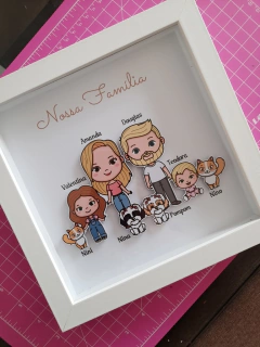 Quadro Família - De 6 a 10 avatares (Moldura Branca)