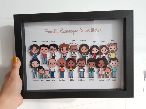 Quadro Família - De 16 a 20 Avatares (Moldura Preta)