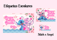 Etiquetas Escolares - Stitch e Angel