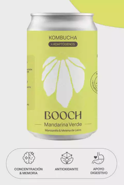 Kombucha mandarina, manzanilla y melena de león Booch 354 cc