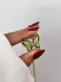 Collar mariposa verde con glitter - comprar online