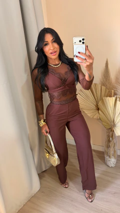 Conjunto renda Marrom