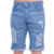 Bermuda Jeans Masculina Barra Desfiada Destroyed Sem Lycra