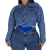 Jaqueta Jeans Plus Size Feminina Cropped Barra Desfiada Sem Lycra