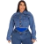 Jaqueta Jeans Plus Size Feminina Cropped Barra Desfiada Sem Lycra