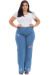 Calça Jeans Wide Leg Plus Size Feminina Azul Claro Stillger