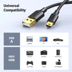 Cabo de Dados Ugreen Us132 Usb 2.0 para Mini Usb v3 5 Pinos 2 Metros na internet
