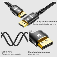 Cabo Displayport 2.1 16K/30Hz HDR na internet