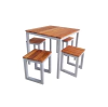MESA RIPADA + 4 BANCOS 80X80CM - CINZA + JATOBA - MRPD4B8080CINJTB