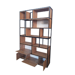 Estante Divisória Grande 3/4 240x150x40cm - Preto + Carvalho - ESTGD24015040PTOCARV - MadeLAB Móveis | Móveis Industriais | Móveis sob-medida | Mesas | Estantes