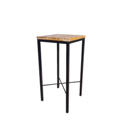 Bistrô Pé quadrado X + 4 Banquetas - 60X60 PRETO + TECA - BPQX4B6060PTOTEC - MadeLAB Móveis | Móveis Industriais | Móveis sob-medida | Mesas | Estantes