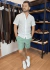 SHORT DE LINHO COM ELASTANO VERDE KWP na internet