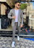 BLAZER SLIM DE SARJA COM ELASTANO CINZA ESCURO DJ - loja online