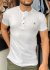 CAMISETA GOLA HENLEY BÁSICA ALGODÃO COM ELASTANO BRANCA OW