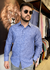 CAMISA GOLA TRADICIONAL SLIM LINHO AZUL JEANS M/L GN - comprar online