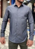 CAMISA SOCIAL GOLA TRADICIONAL SLIM PELETIZADA CINZA CHUMBO M/L PL