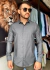 CAMISA SOCIAL GOLA TRADICIONAL SLIM PELETIZADA CINZA CHUMBO M/L PL - loja online