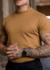 CAMISETA GOLA MÉDIA SLIM 100% ALGODÃO CAQUE OW