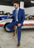 COSTUME SLIM MICROFIBRA AZUL NAVAL RAJADO SP