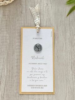 Estampita Premium con Incrustación de imagen y cinta. Valor x 10 unidades