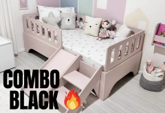 BLACK COMBO: Cama Altinha Rosé + Escadinha + Escorrega - comprar online