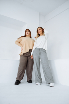 PANTALON LANILLA FREYA TALLES ESPECIALES DEL 7 AL 9 Gris topo - Moda_Relativa