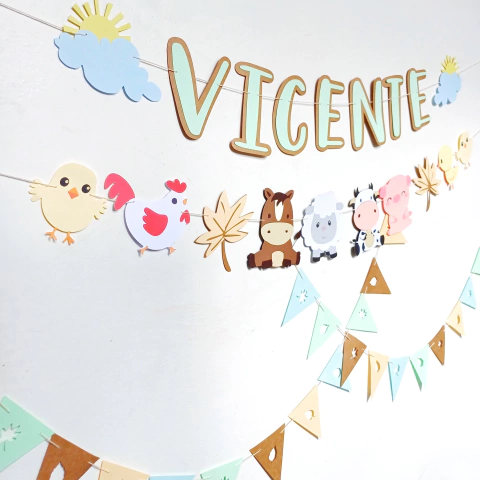 KIT DOBLE GUIRNALDA GRANJA + MINI BANDERINES