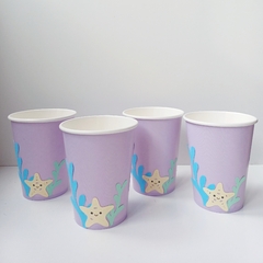 PACK X 4 VASOS POLIPAPEL "BAJO EL MAR" - LILA - comprar online
