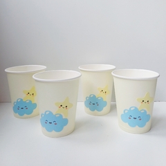 PACK X 4 VASOS POLIPAPEL "ARCOIRIS CIELITO"