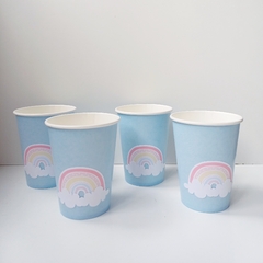 PACK X 4 VASOS POLIPAPEL "ARCOIRIS CIELITO" - comprar online
