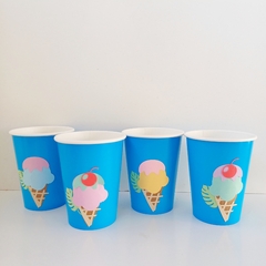PACK X 4 VASOS POLIPAPEL "VERANO" - TURQUESA - comprar online