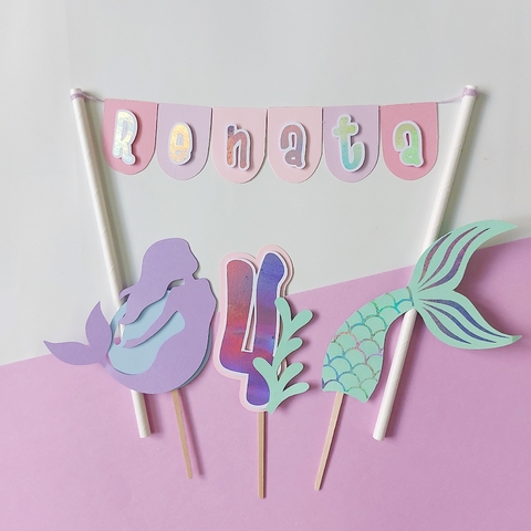 SET CAKE TOPPERS 3 PINCHOS SIRENAS