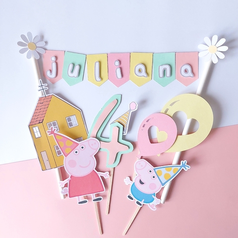 SET CAKE TOPPERS 5 PINCHOS PEPPA PIG
