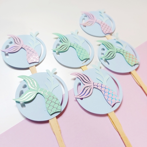 PACK POR 6 MINI TOPPERS SIRENAS