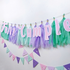 KIT FELIZ CUMPLE + 15 BORLAS + MINI BANDERINES