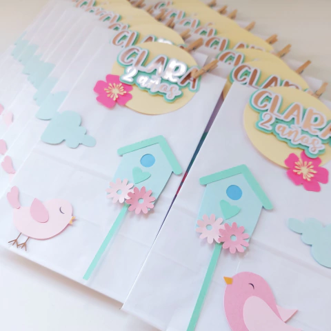 PACK X 4 BOLSITAS DECORADAS PAJARITOS