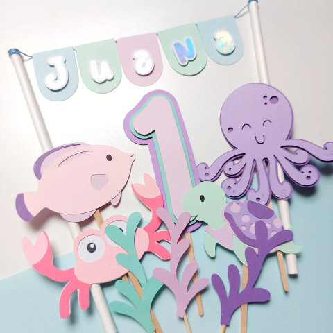 SET CAKE TOPPERS 8 PINCHOS BAJO EL MAR
