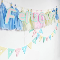 KIT FELIZ CUMPLE + 15 BORLAS + MINI BANDERINES