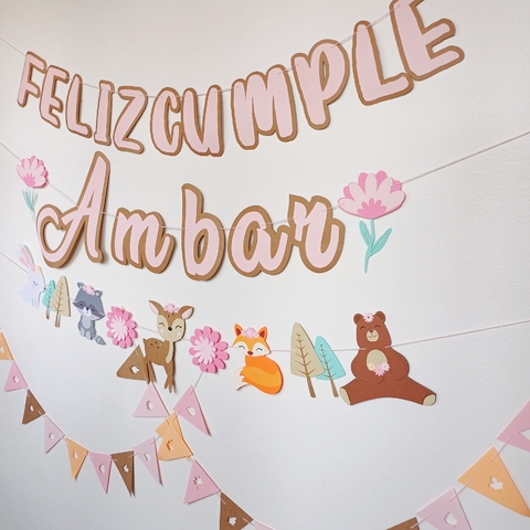 KIT TRIPLE GUIRNALDA BOSQUE + MINI BANDERINES