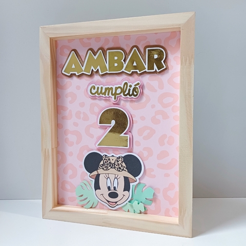CUADRITO BOX DE RECUERDO MINNIE SAFARI