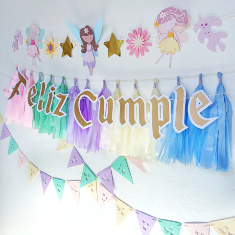 KIT DOBLE GUIRNALDA HADAS + 15 BORLAS + MINI BANDERINES