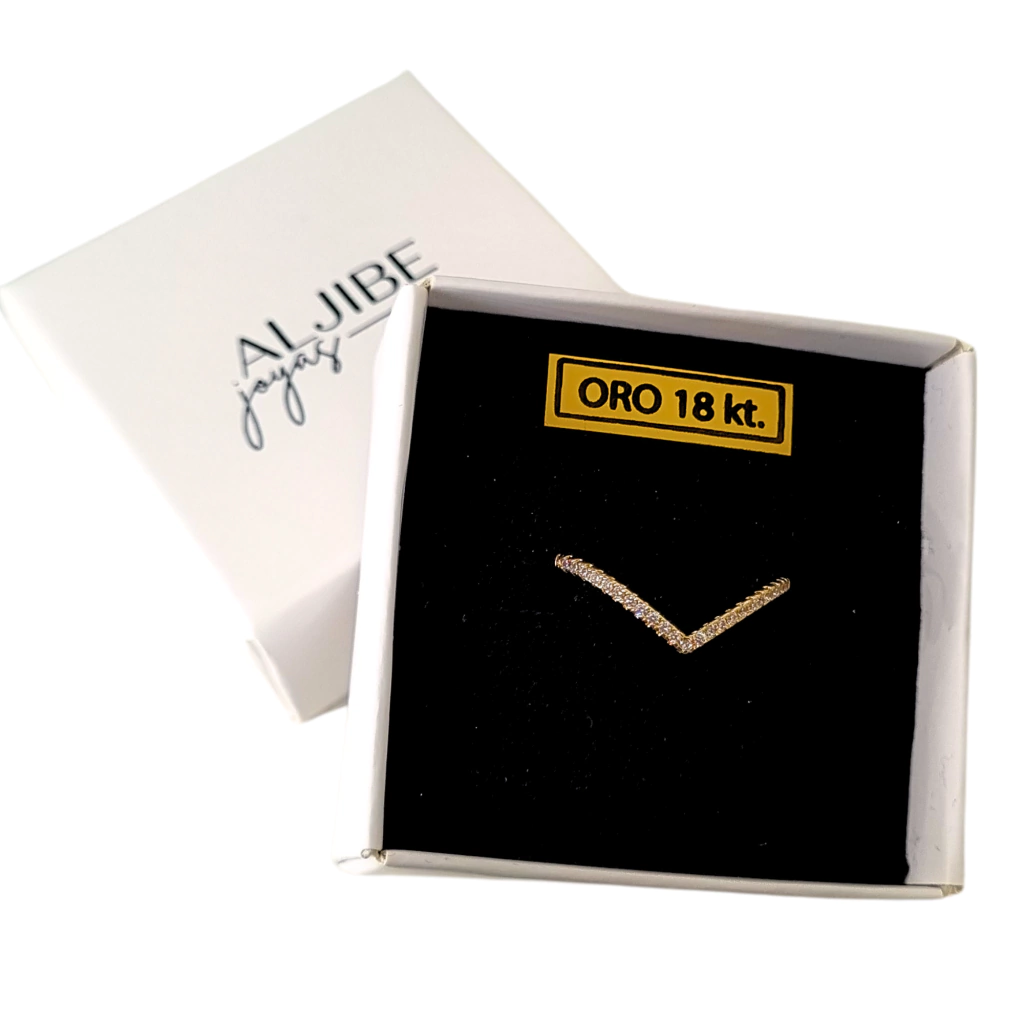 Anillo Reversible En V Cubic Laminado En Oro Goldfilled 18k