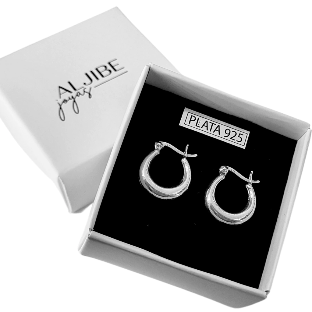 Aros argollas chicas Italianas Canasta de 14mm de Plata 925 por Par