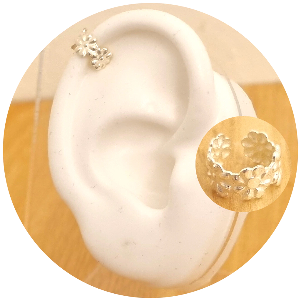 Aro Ear Cuff Bidu Flores B de Plata 925